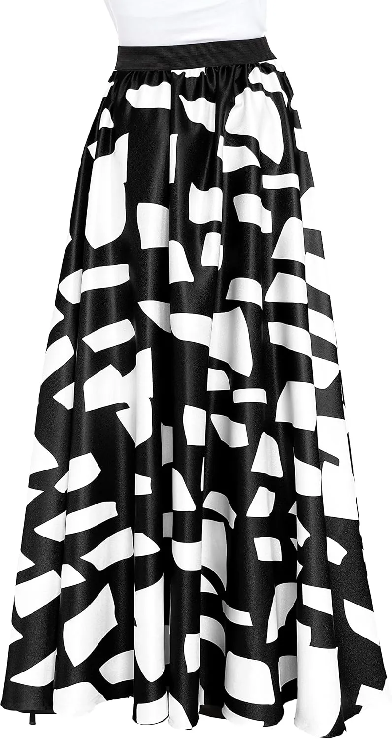 Afibi Women Chiffon Mopping Floor Length Big Hem Solid Beach High Waist Maxi Skirt