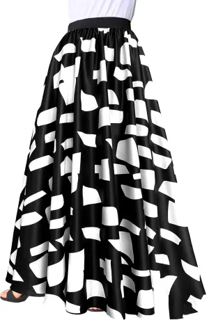 Afibi Women Chiffon Mopping Floor Length Big Hem Solid Beach High Waist Maxi Skirt