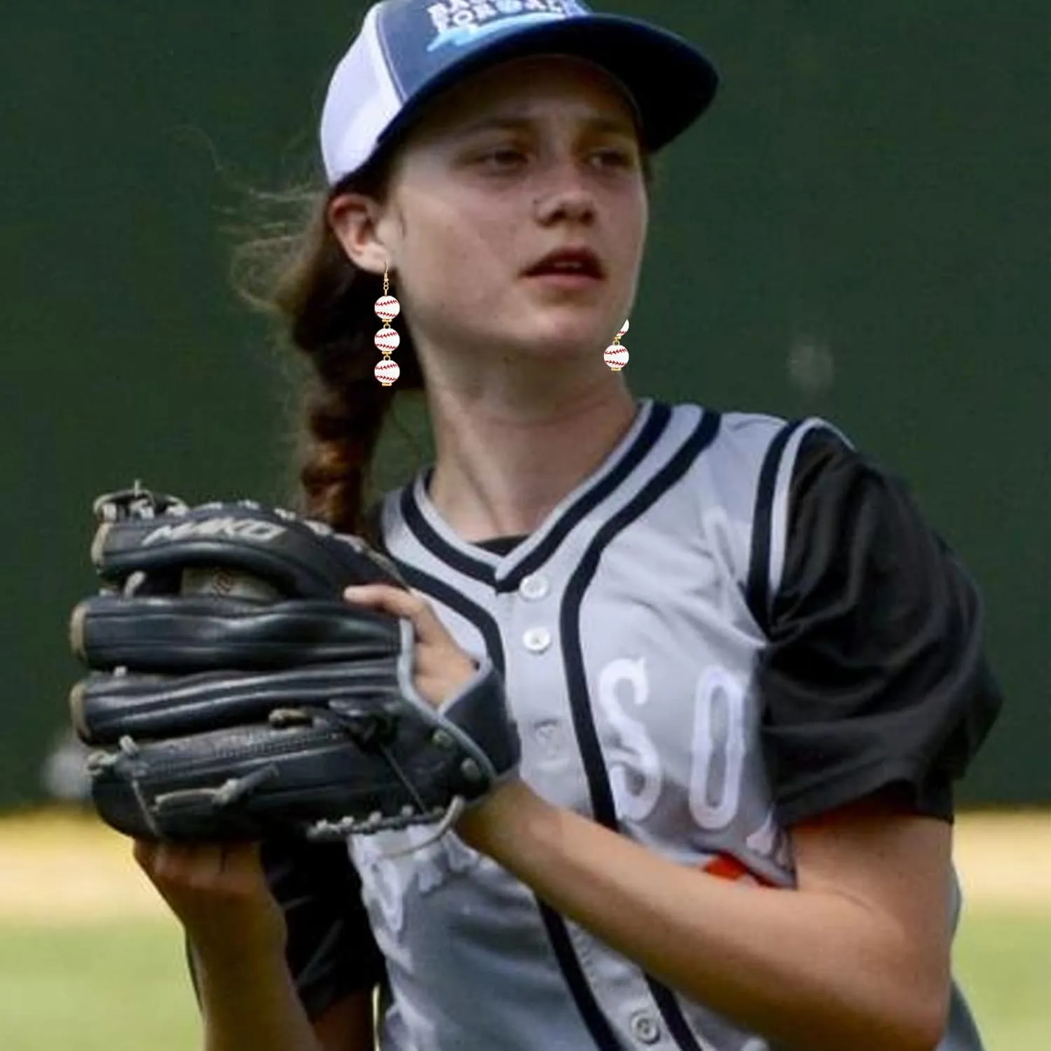 Baseball Earrings for Women Cubic Zirconia Baseball Dangle Earrings Football Softball Sports Earrings Baseball Accessories Game Day Earrings Jewelry Gifts