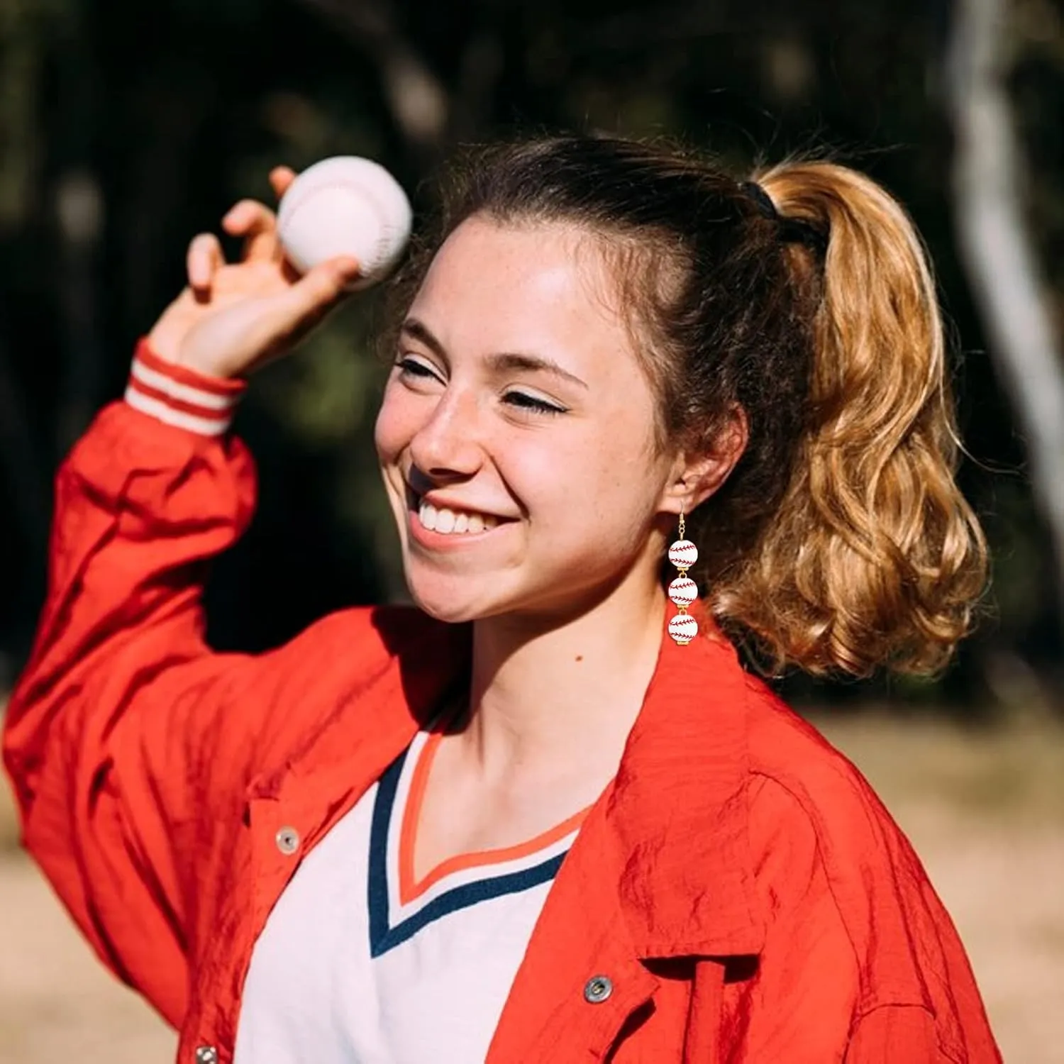 Baseball Earrings for Women Cubic Zirconia Baseball Dangle Earrings Football Softball Sports Earrings Baseball Accessories Game Day Earrings Jewelry Gifts