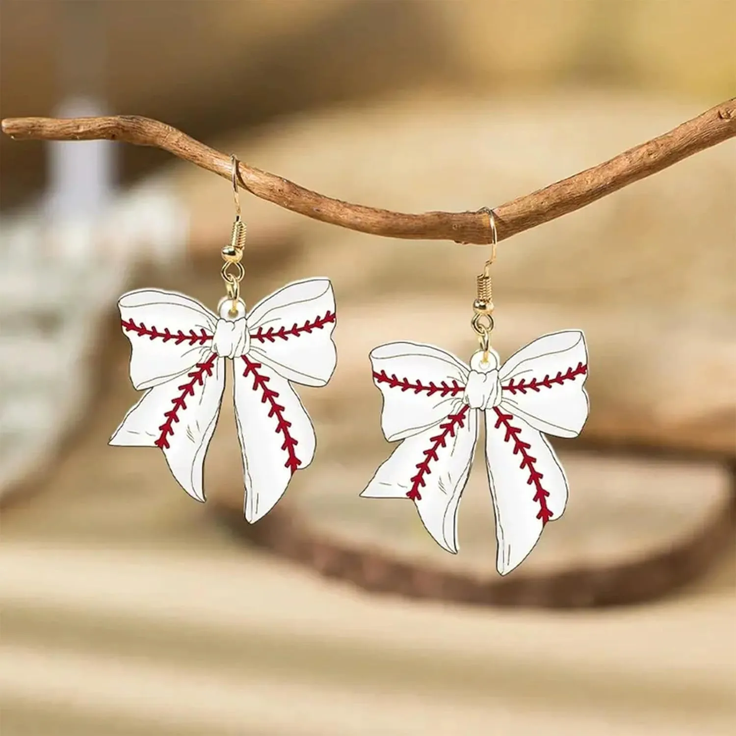 Baseball Softball Bow Earrings for Women Bow Football Earings Game Day Earrings Outfits Shirts Women Football Baseball Softball Gifts Accessories Party Favors