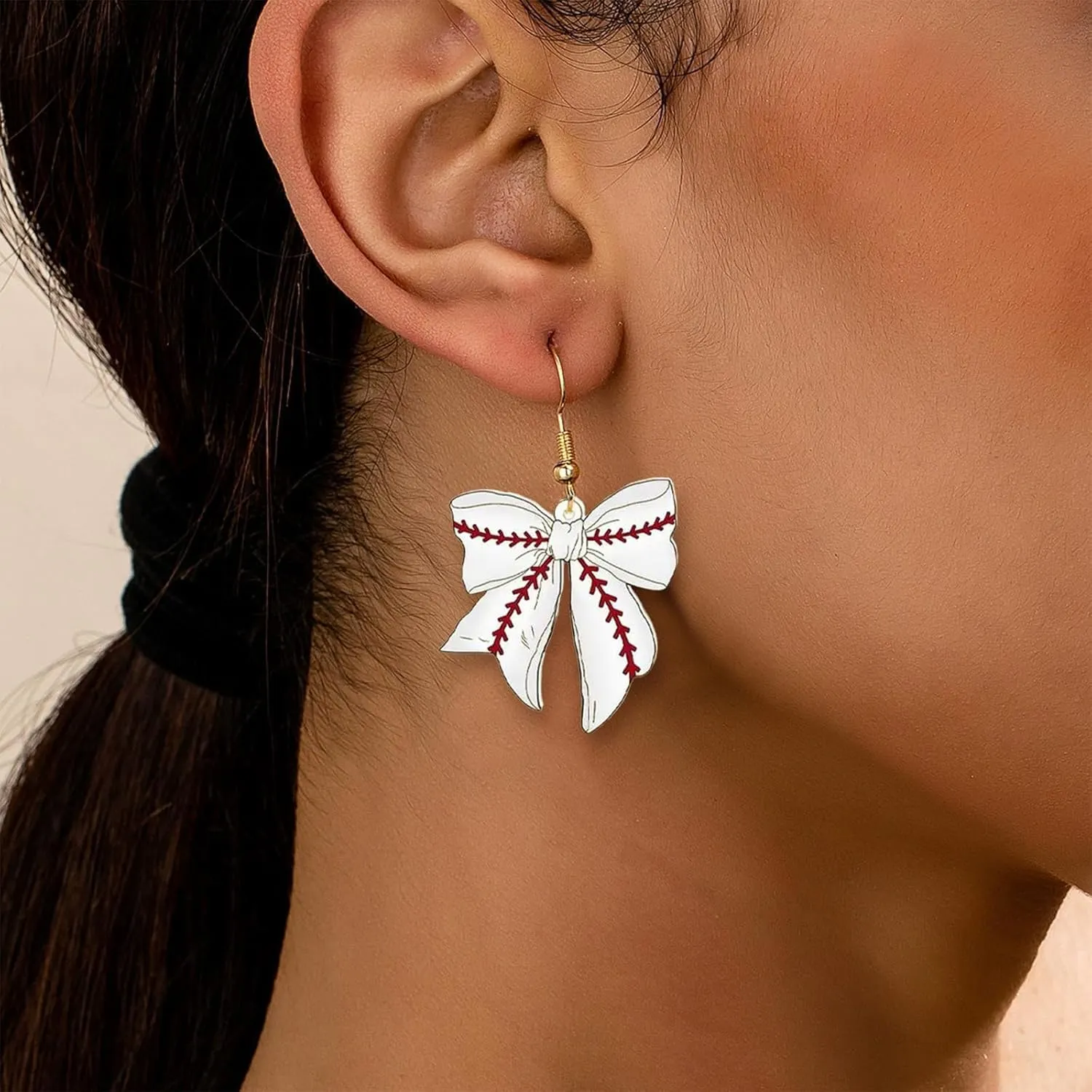 Baseball Softball Bow Earrings for Women Bow Football Earings Game Day Earrings Outfits Shirts Women Football Baseball Softball Gifts Accessories Party Favors