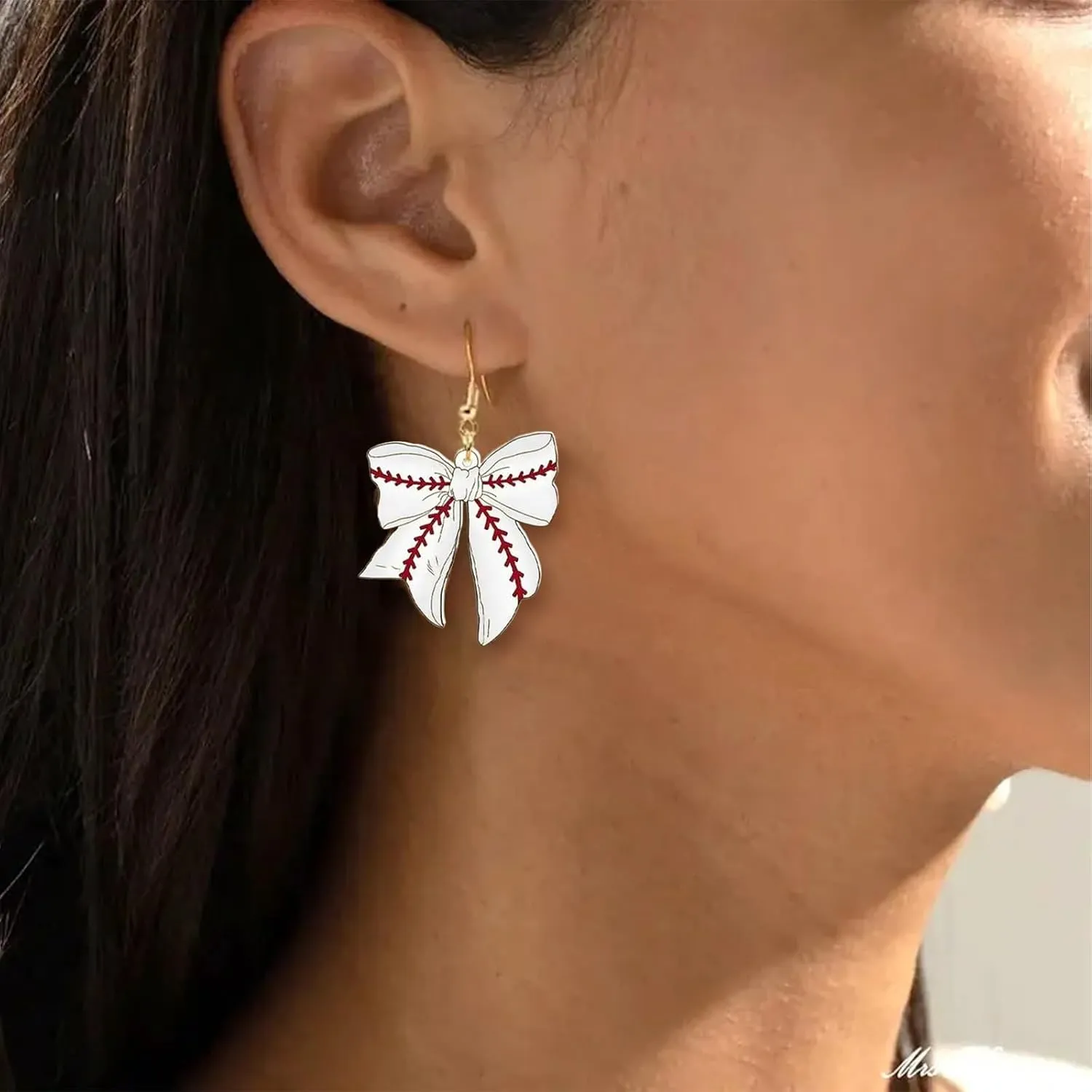 Baseball Softball Bow Earrings for Women Bow Football Earings Game Day Earrings Outfits Shirts Women Football Baseball Softball Gifts Accessories Party Favors