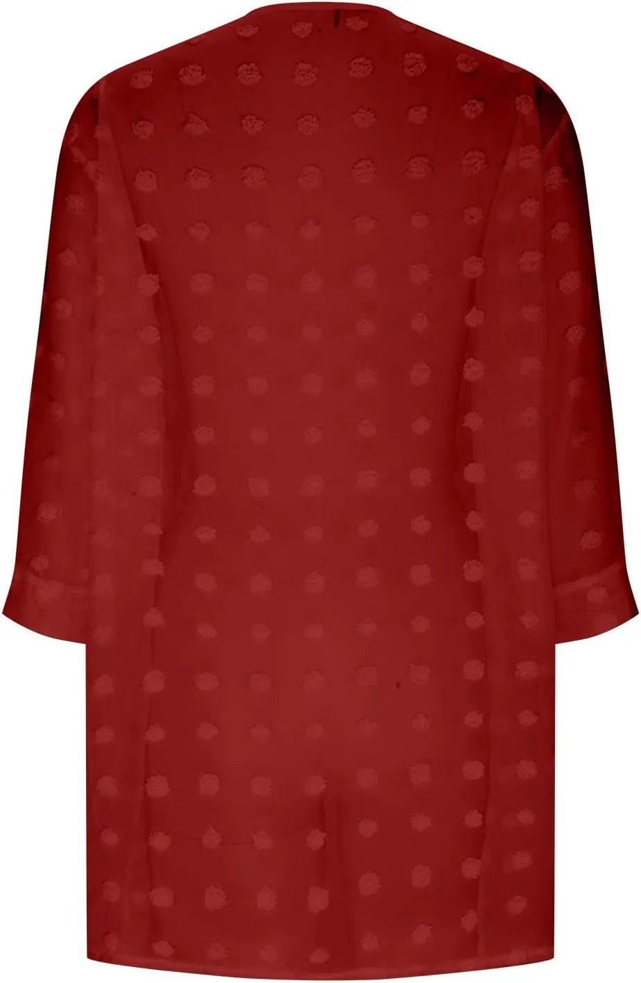 Binmer Swiss Dots Kimono Cardigan for Womens 3/4 Sleeve Lightweight Summer Chiffon Open Front Dusters Loose Beach Cover Up