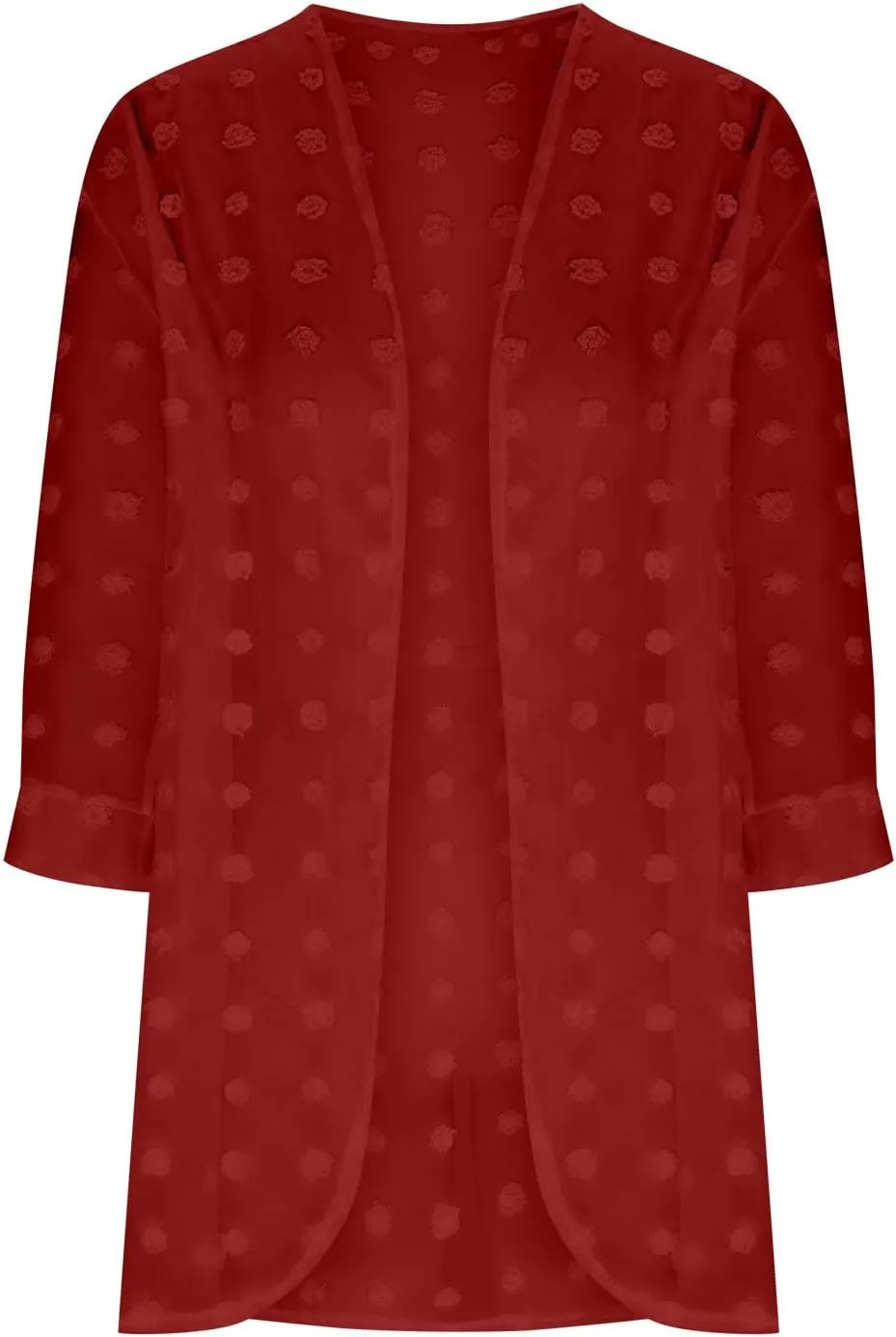 Binmer Swiss Dots Kimono Cardigan for Womens 3/4 Sleeve Lightweight Summer Chiffon Open Front Dusters Loose Beach Cover Up