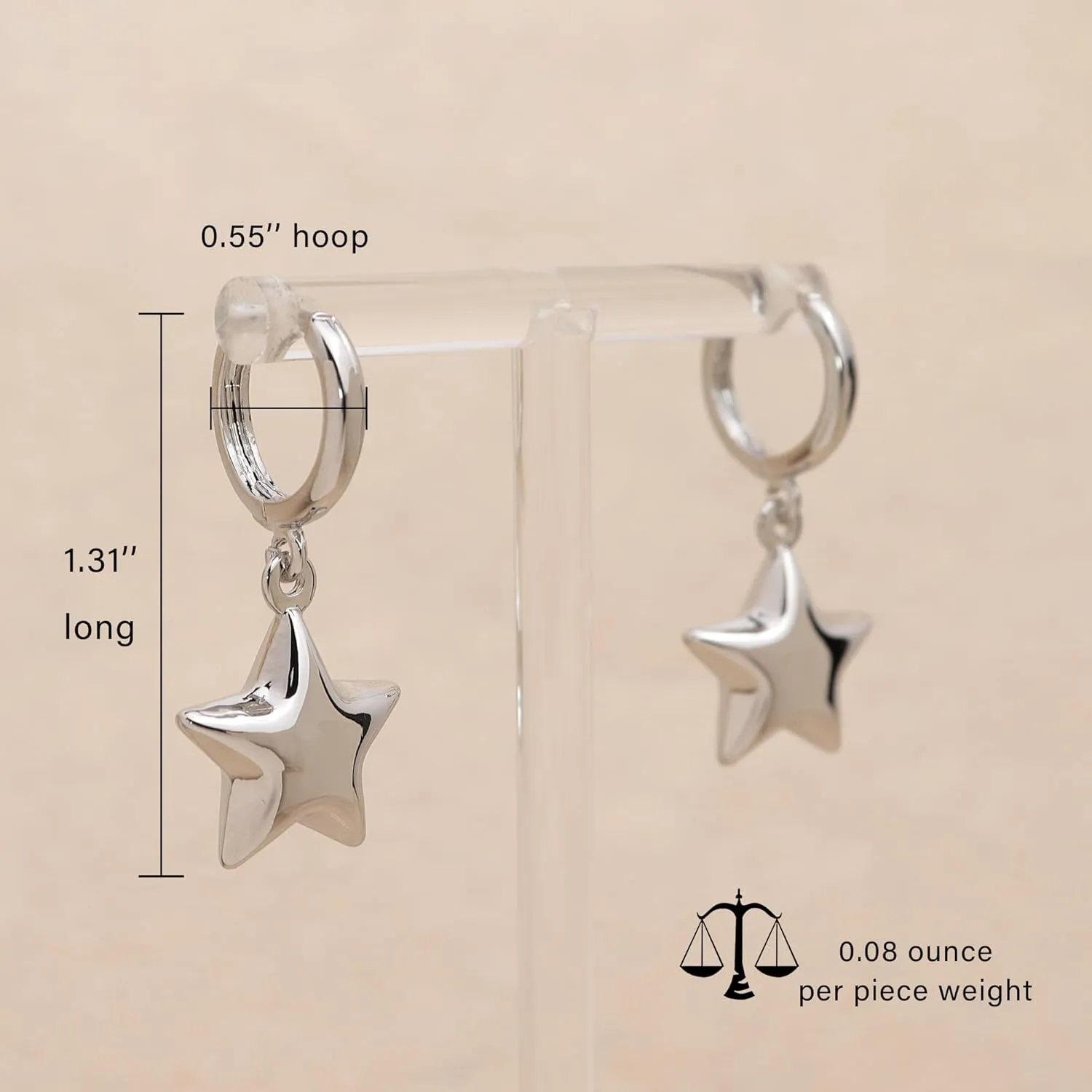 Bow Star Dangle Small Hoop Earrings for Woman, Cute Statement Minimalist Drop Huggie Earing Prom Wedding Accessories Fashion Jewelry Gifts