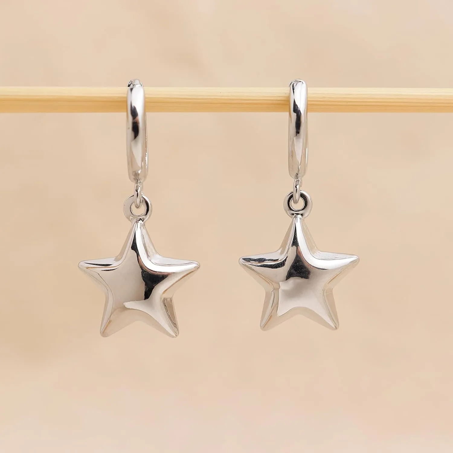 Bow Star Dangle Small Hoop Earrings for Woman, Cute Statement Minimalist Drop Huggie Earing Prom Wedding Accessories Fashion Jewelry Gifts