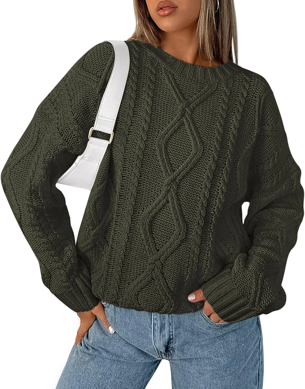BTFBM Casual Women Long Sleeve Sweater 2025 Fall Ribbed Knit Pullover Loose Crewneck Cable Sweater Jumper Tops