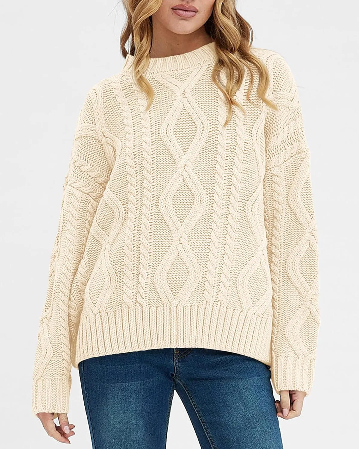 BTFBM Casual Women Long Sleeve Sweater 2025 Fall Ribbed Knit Pullover Loose Crewneck Cable Sweater Jumper Tops