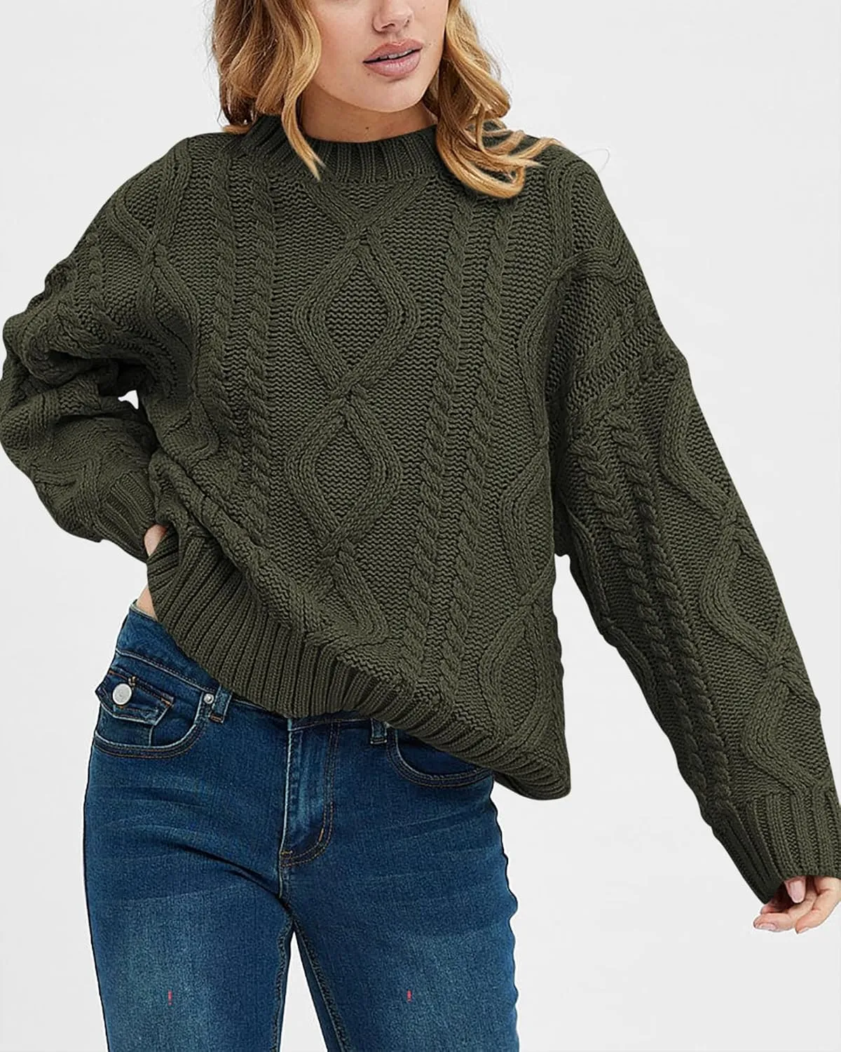 BTFBM Casual Women Long Sleeve Sweater 2025 Fall Ribbed Knit Pullover Loose Crewneck Cable Sweater Jumper Tops