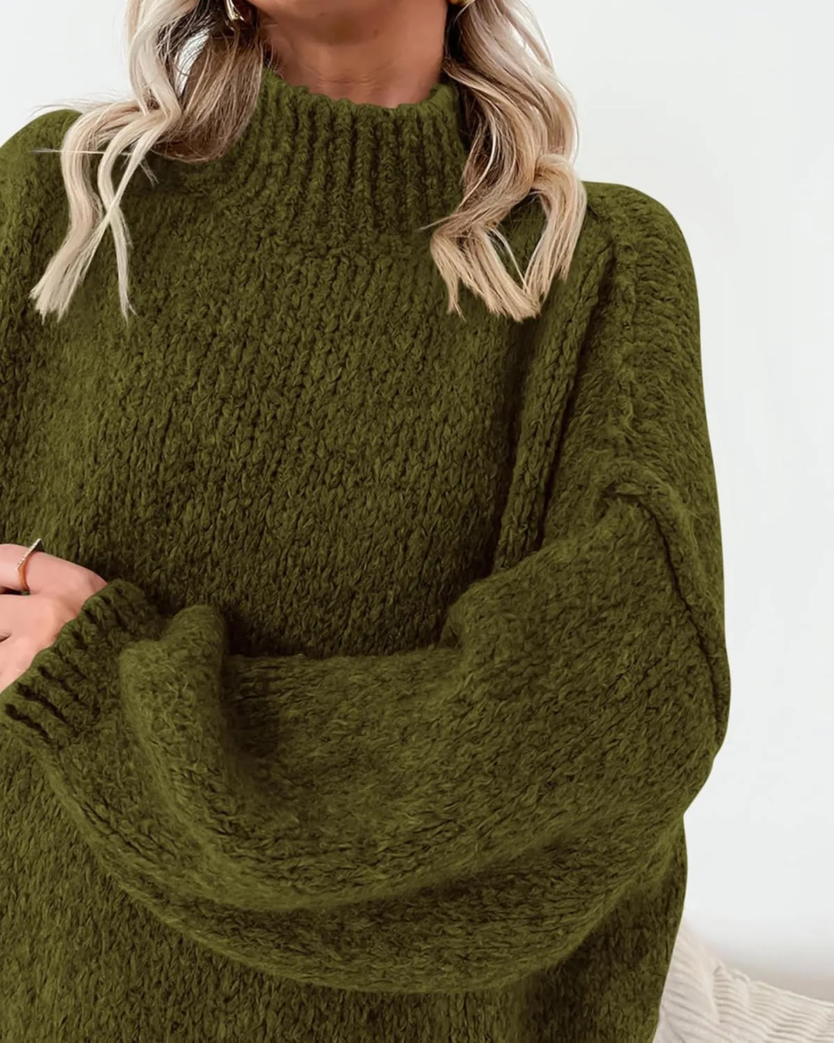 BTFBM Women's Long Pullover Sweaters 2025 Fall Winter Mock Neck Long Sleeve Thick Oversized Casual Knitted Jumper Tops