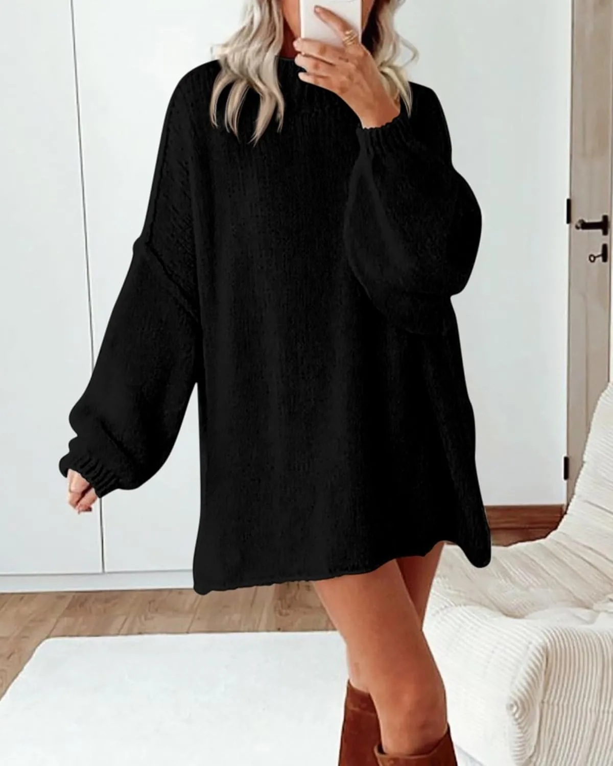 BTFBM Women's Long Pullover Sweaters 2025 Fall Winter Mock Neck Long Sleeve Thick Oversized Casual Knitted Jumper Tops