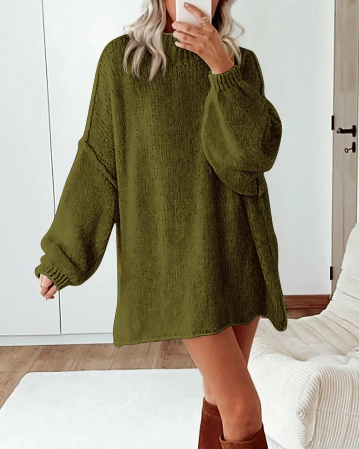 BTFBM Women's Long Pullover Sweaters 2025 Fall Winter Mock Neck Long Sleeve Thick Oversized Casual Knitted Jumper Tops