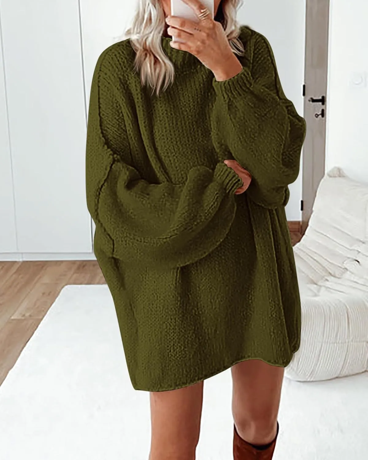 BTFBM Women's Long Pullover Sweaters 2025 Fall Winter Mock Neck Long Sleeve Thick Oversized Casual Knitted Jumper Tops
