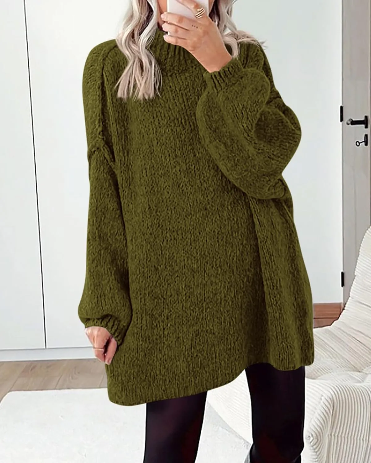 BTFBM Women's Long Pullover Sweaters 2025 Fall Winter Mock Neck Long Sleeve Thick Oversized Casual Knitted Jumper Tops