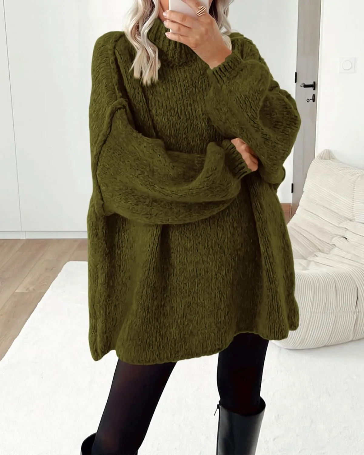 BTFBM Women's Long Pullover Sweaters 2025 Fall Winter Mock Neck Long Sleeve Thick Oversized Casual Knitted Jumper Tops