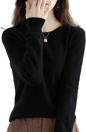 Cashmere Sweater for Women - Crew Neck Lightweight Soft Warm Pullover Knitted Jumper