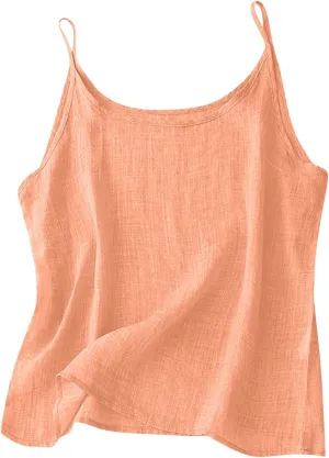 Cotton Linen Tank Tops for Women Casual Summer Gauze Shirt Basic Sleeveless Layering Camisoles Beach Vacation Clothes