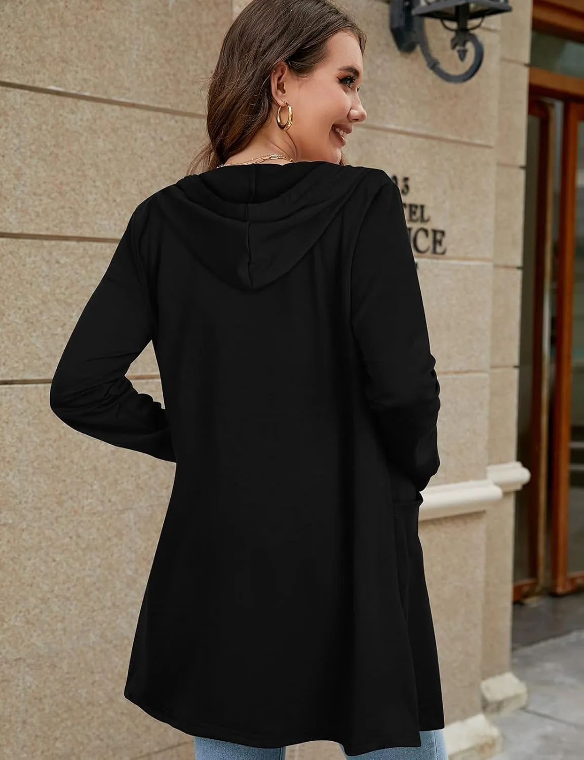 Cucuchy Style Womens Long Hoodies Casual Zip Up Tunic Sweatshirt Open Front Cardigan