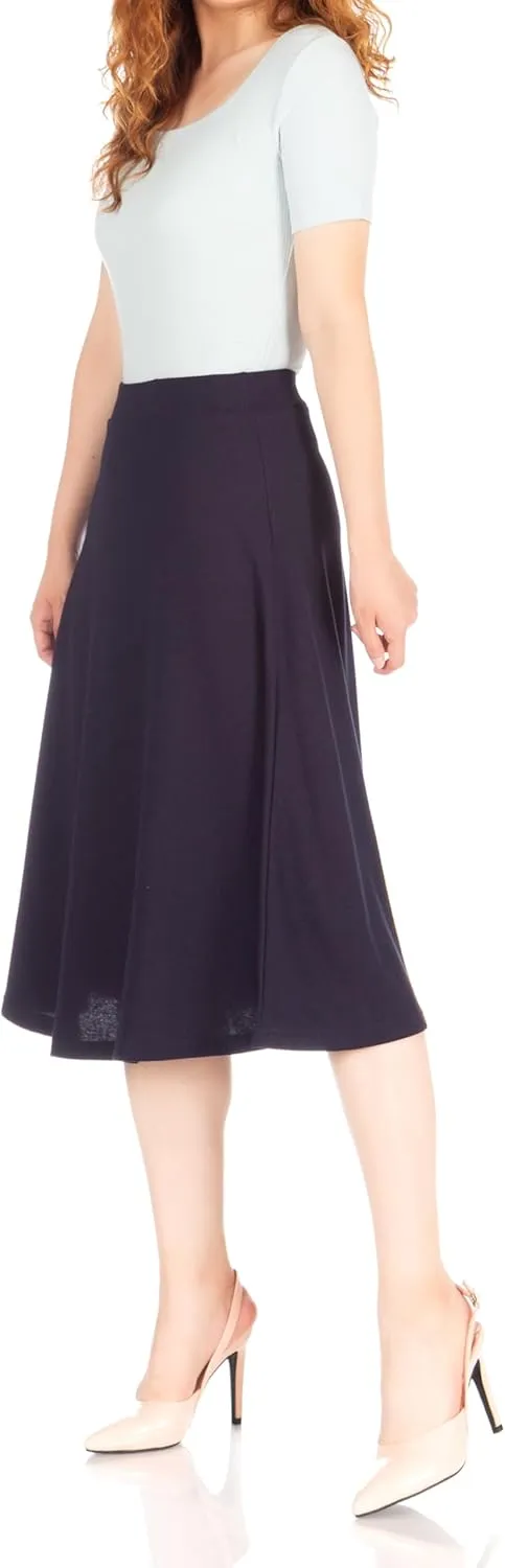 Dani's Choice Everyday High Waist A-line Flared Skater Midi Skirt