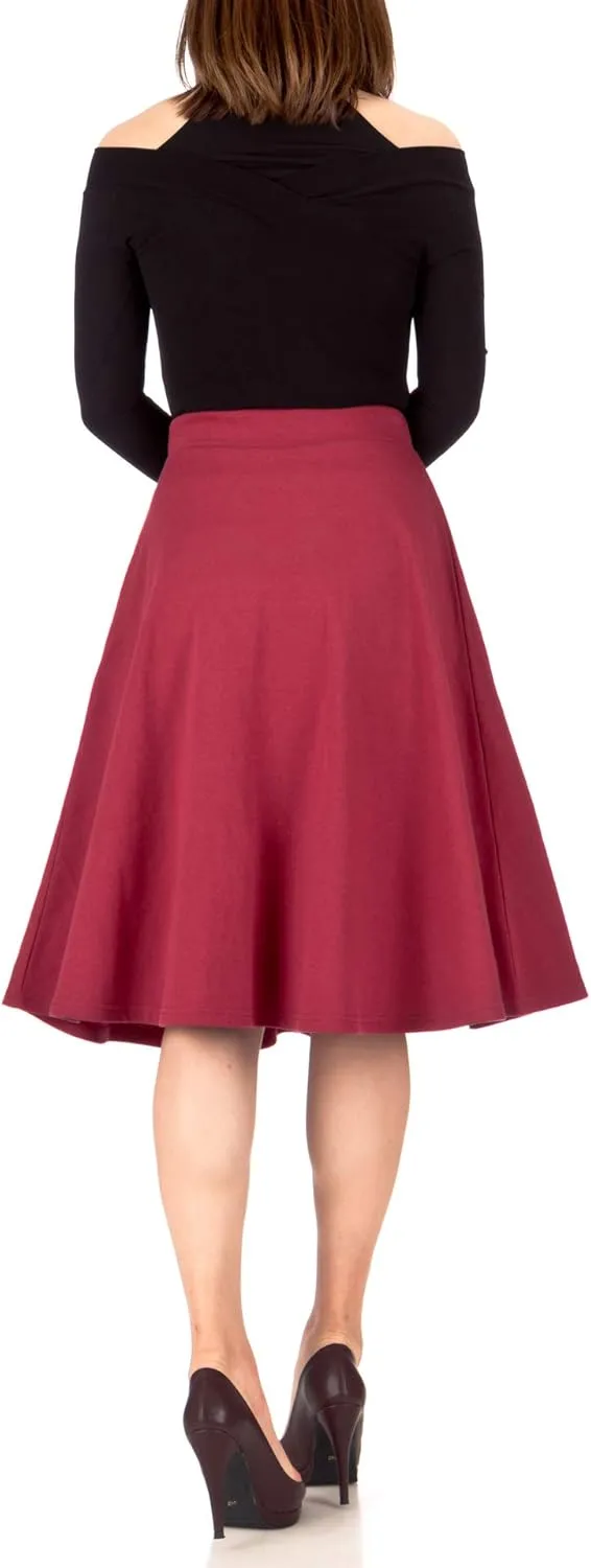 Dani's Choice Everyday High Waist A-line Flared Skater Midi Skirt