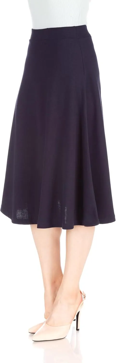 Dani's Choice Everyday High Waist A-line Flared Skater Midi Skirt