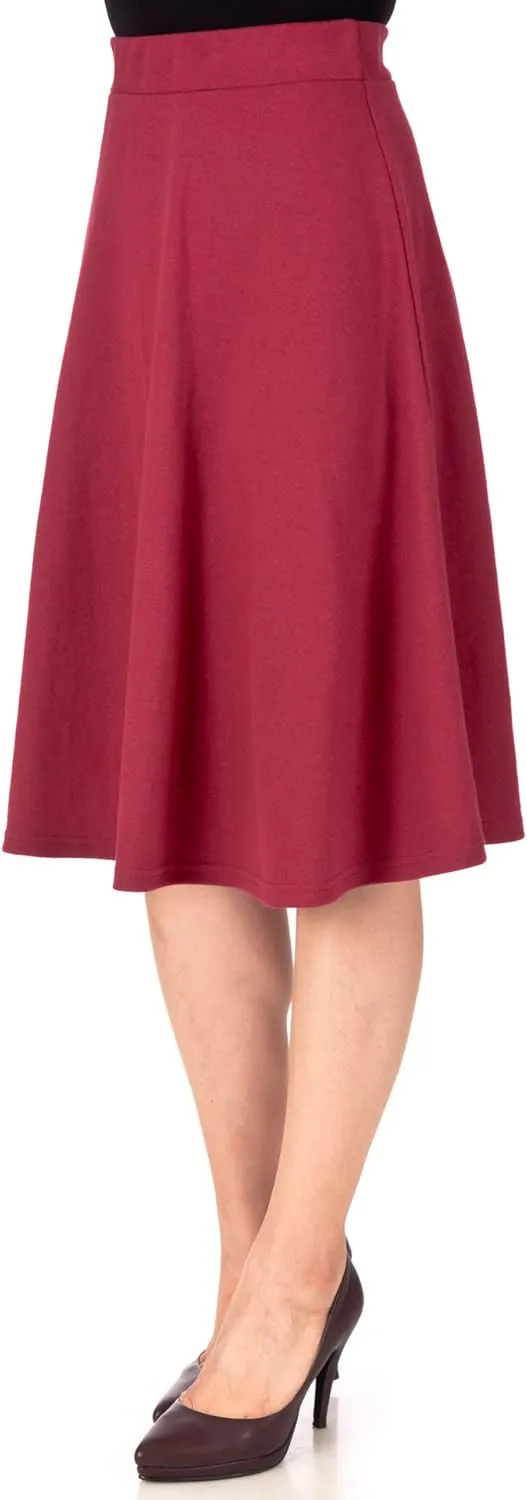 Dani's Choice Everyday High Waist A-line Flared Skater Midi Skirt
