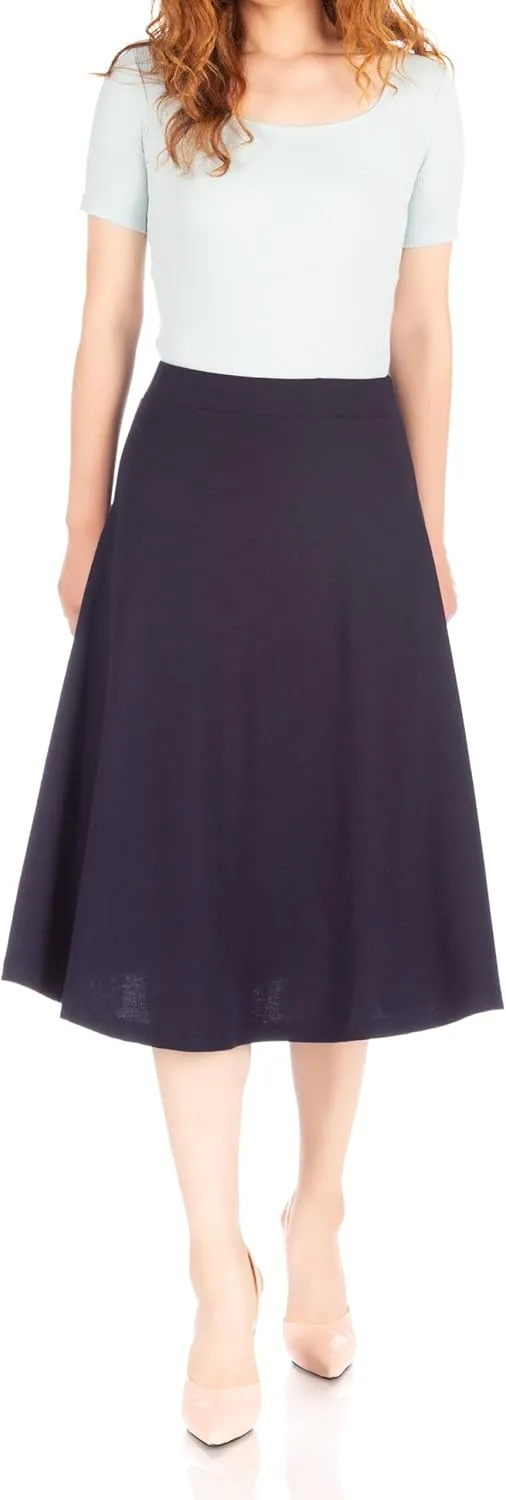Dani's Choice Everyday High Waist A-line Flared Skater Midi Skirt