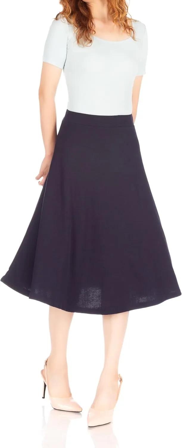 Dani's Choice Everyday High Waist A-line Flared Skater Midi Skirt