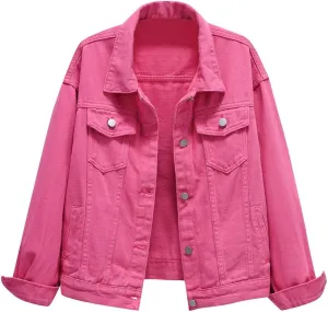 Denim Jackets for Women Oversized Lapel Collar Retro Cowgirl Jean Jackets Trendy Relax Fit Cropped Coats With Pockets