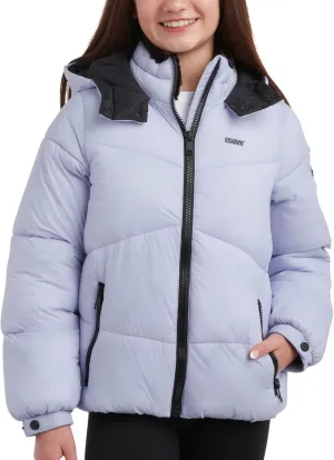 DKNY Girls' Puffer Jacket - Heavyweight Faux Fur Lined Winter Jacket with Hood - Warm Outerwear Jackets for Girls (7-16)