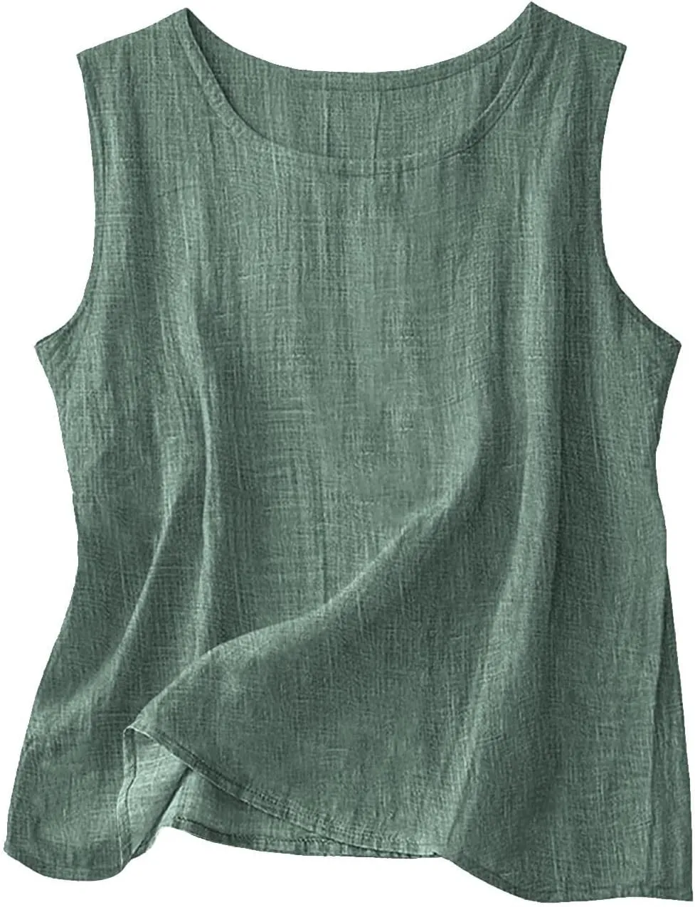 Dressy Tank Tops for Women Cotton Linen Gauze Shirts Sleeveless Summer Tunic Top Loose Fit Lightweight Casual Blouses