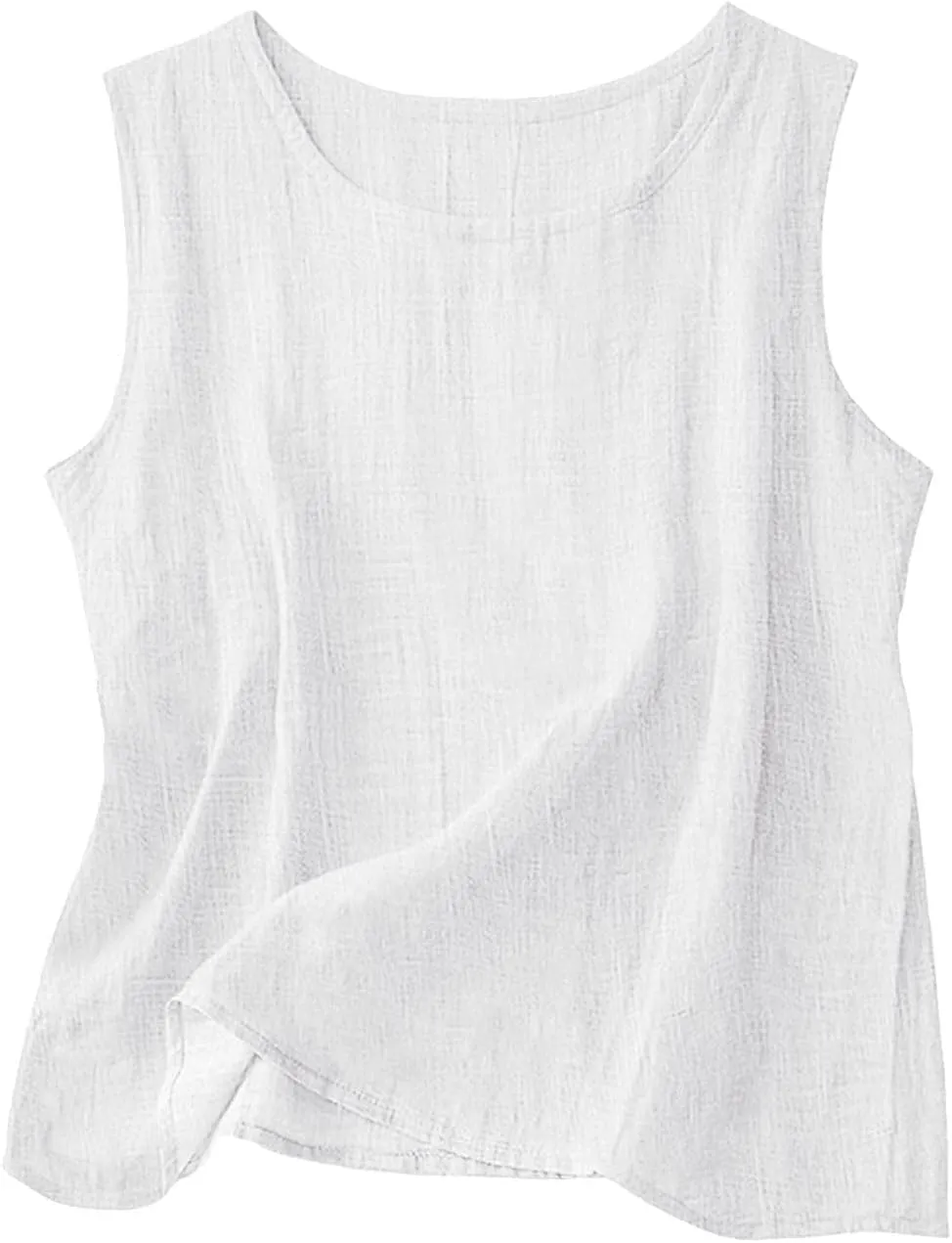 Dressy Tank Tops for Women Cotton Linen Gauze Shirts Sleeveless Summer Tunic Top Loose Fit Lightweight Casual Blouses