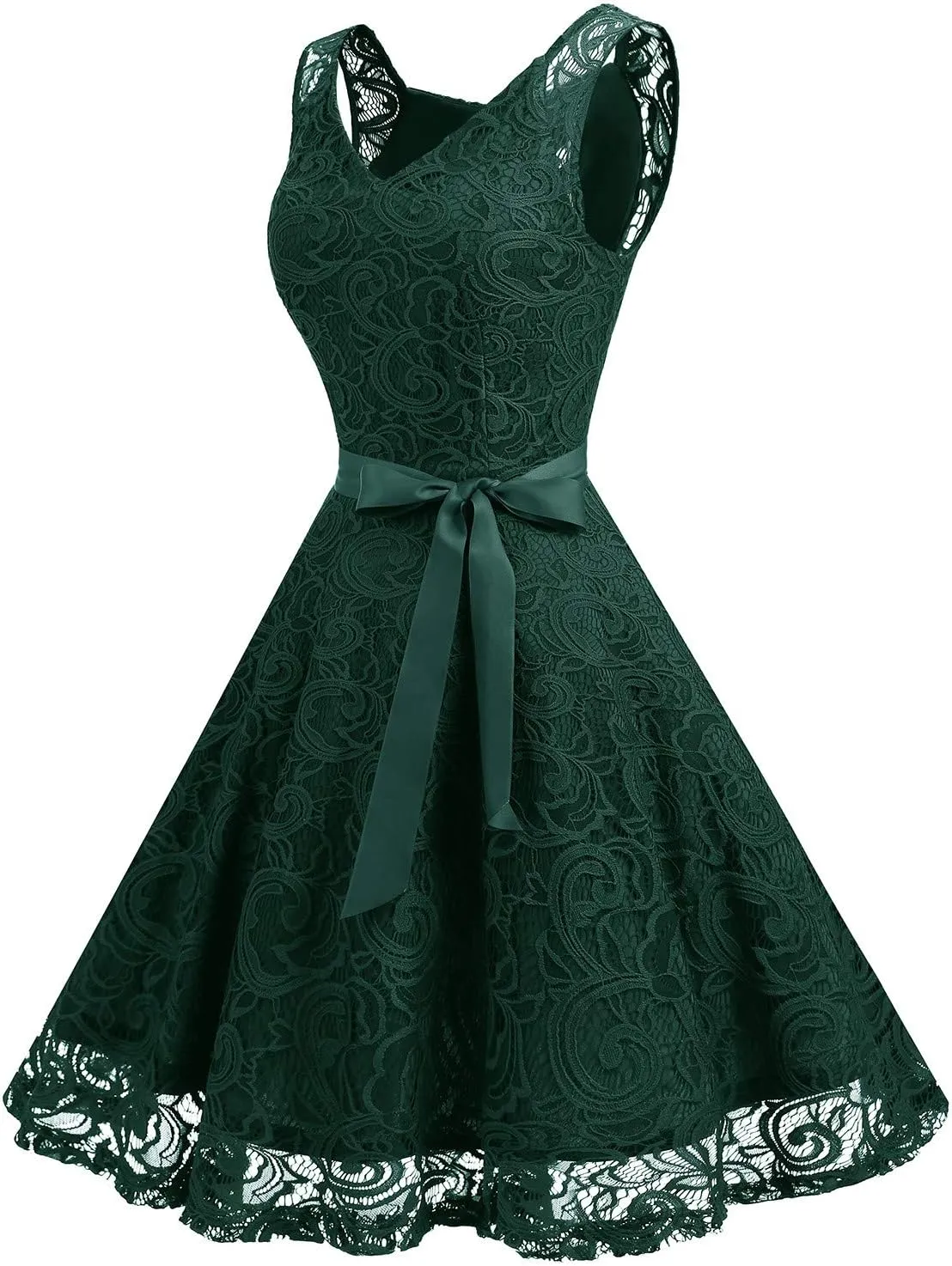 Dressystar Women Floral Lace Bridesmaid Party Dress Short Prom Dress V Neck
