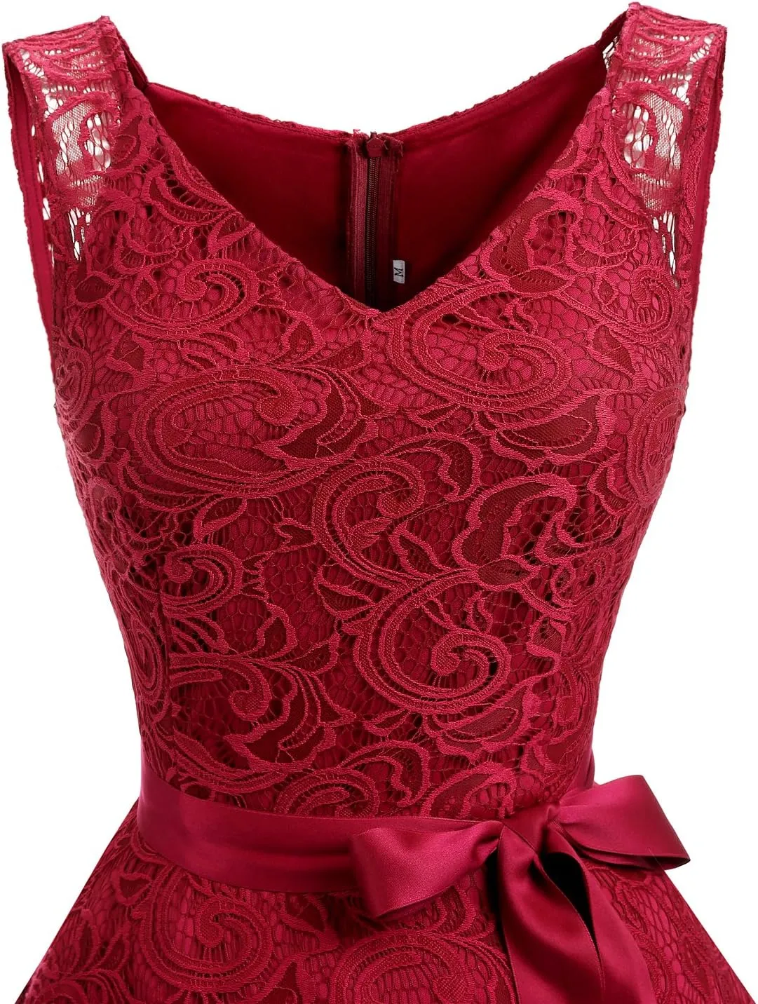 Dressystar Women Floral Lace Bridesmaid Party Dress Short Prom Dress V Neck
