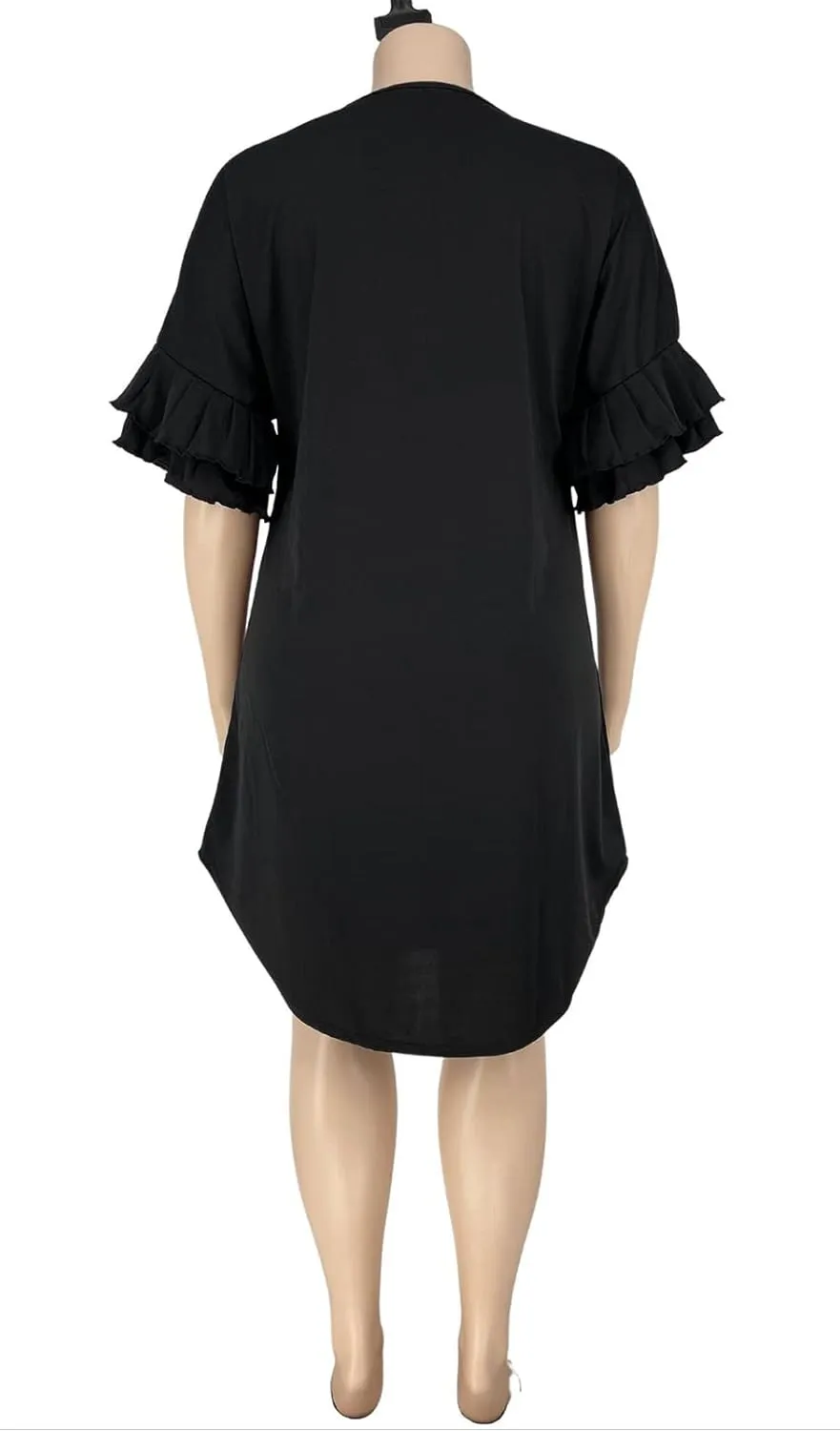 Ekaliy Women's Casual Vintage Ruffle Sleeve Loose Party Midi Plus Size Dress Casual Summer
