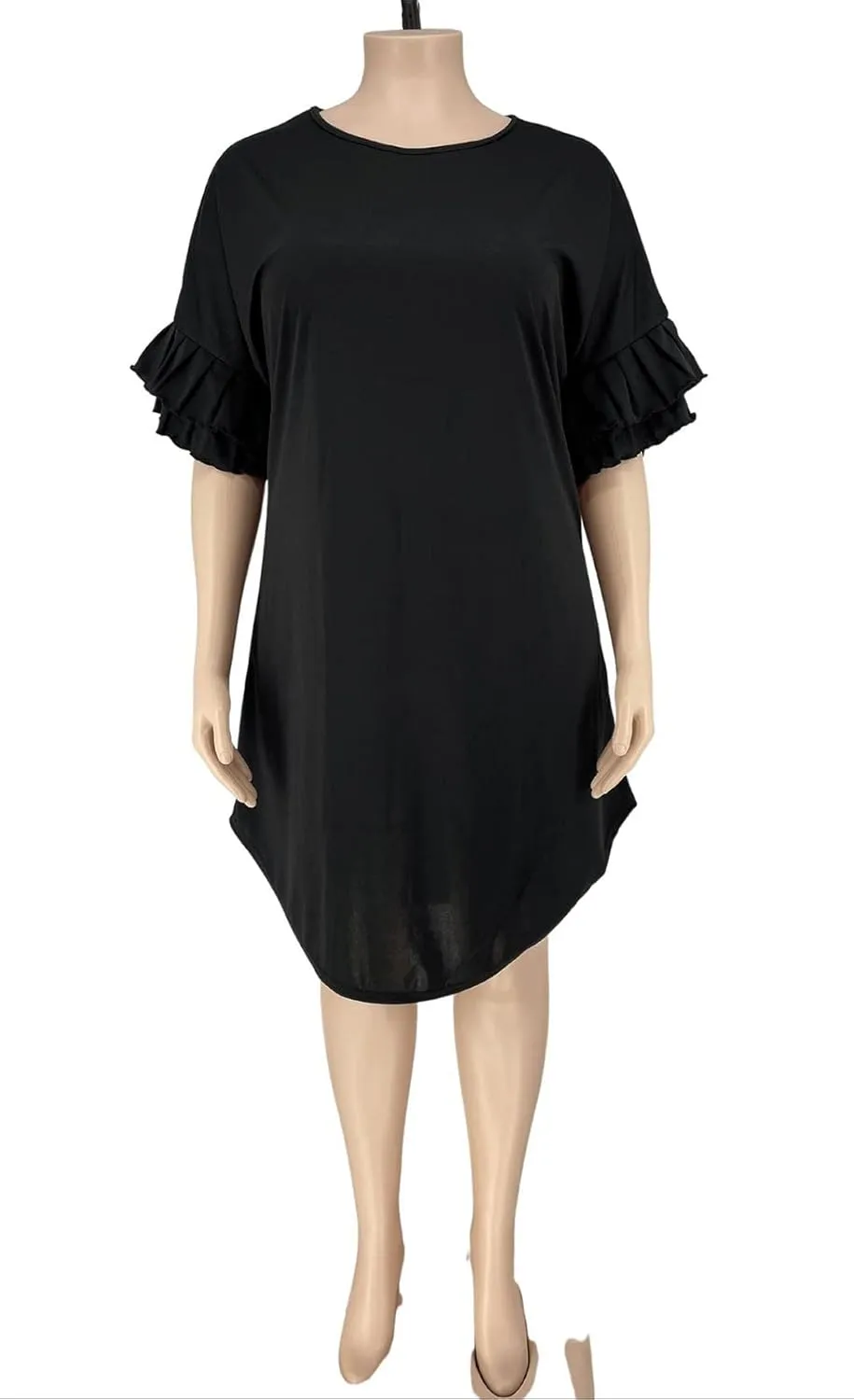 Ekaliy Women's Casual Vintage Ruffle Sleeve Loose Party Midi Plus Size Dress Casual Summer