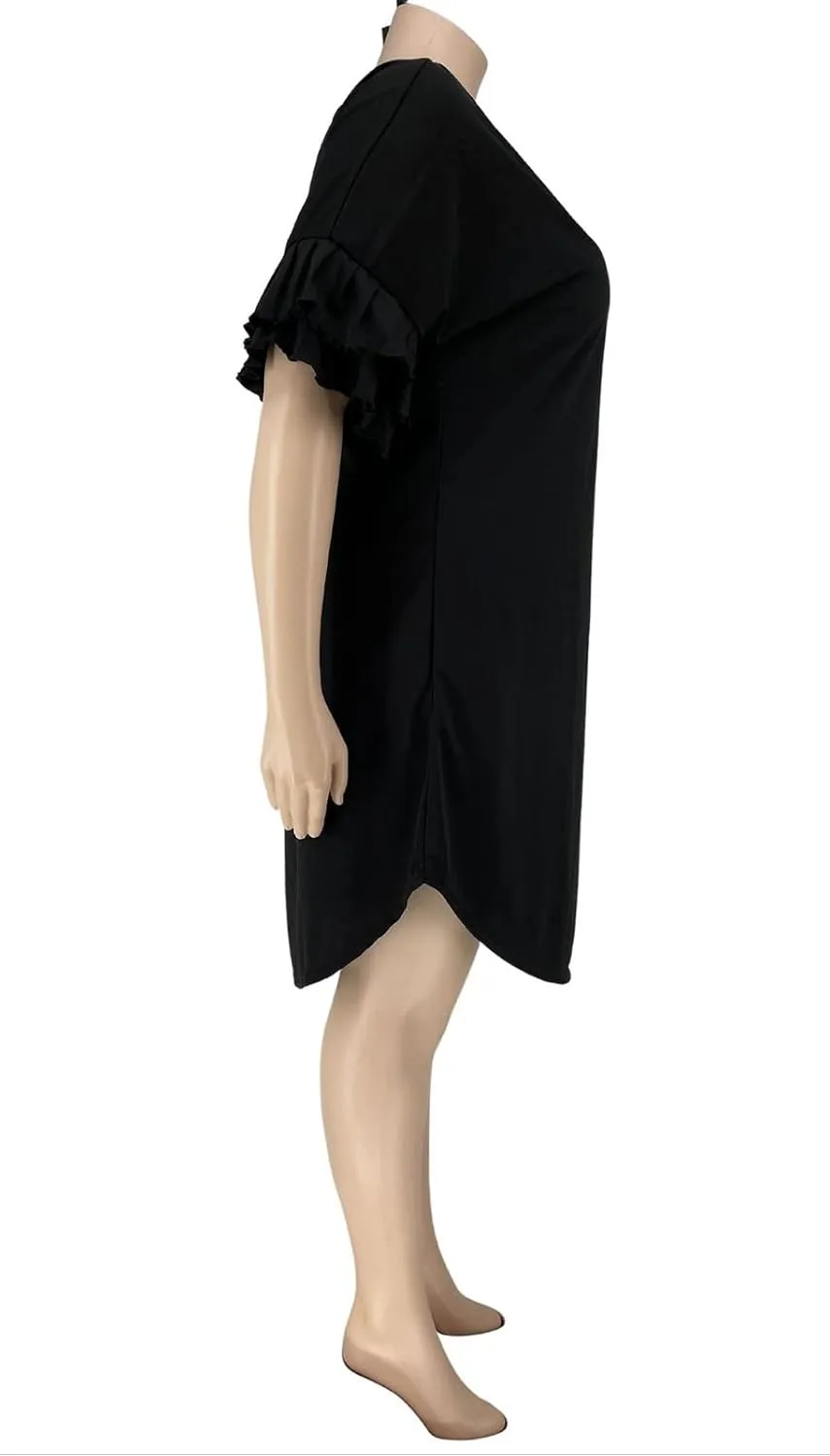 Ekaliy Women's Casual Vintage Ruffle Sleeve Loose Party Midi Plus Size Dress Casual Summer