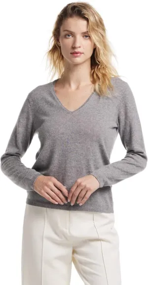 EURKEA Women's V Neck 100% Cashmere Sweater, Long Sleeve Pullover, Winter Top for Women, Gifts Ready