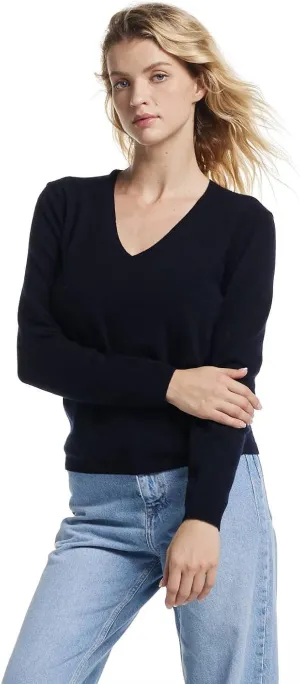 EURKEA Women's V Neck 100% Cashmere Sweater, Long Sleeve Pullover, Winter Top for Women, Gifts Ready