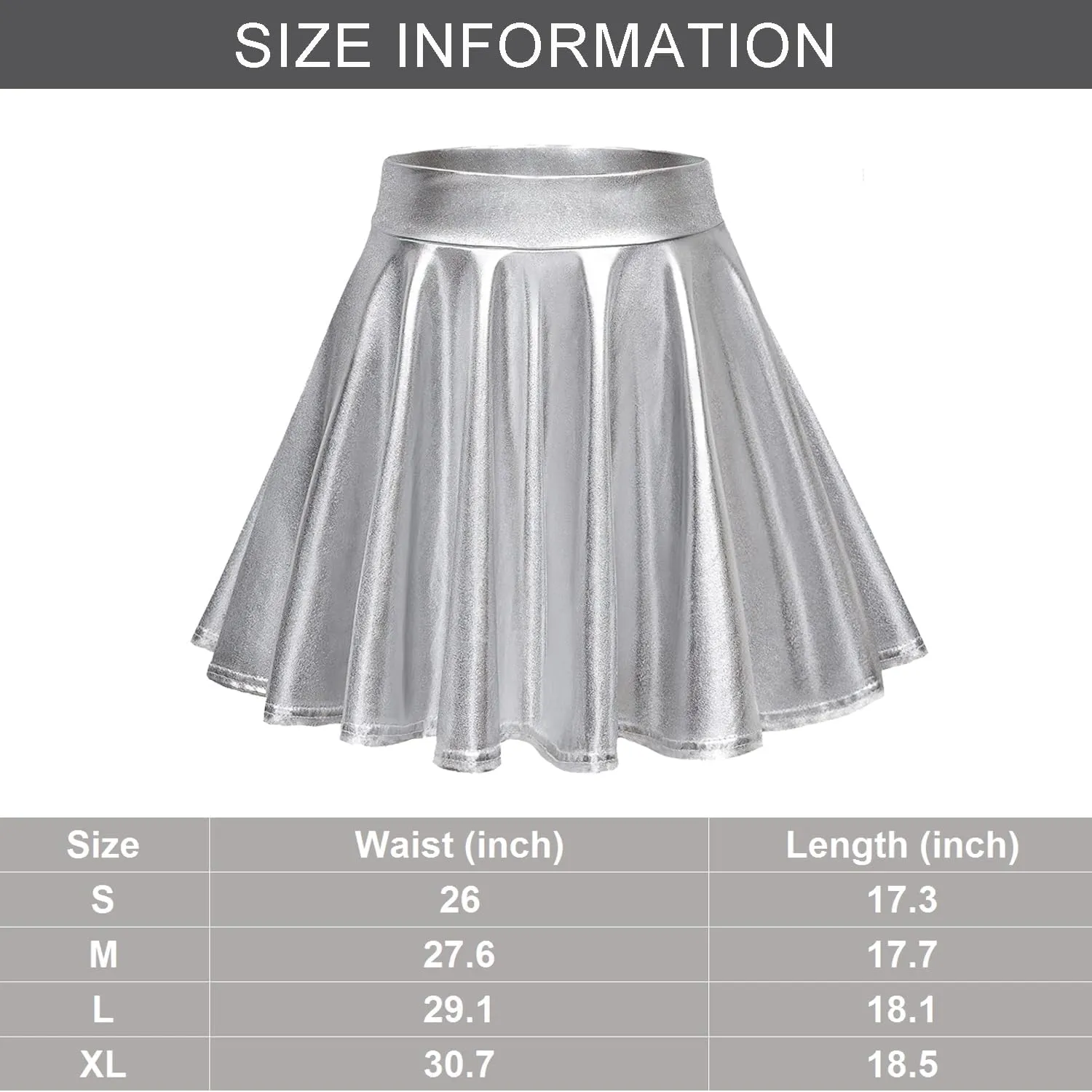 Farochy Flared Pleated Mini Skater Skirt Metallic Skirt Halloween Alien Headband with Face Glitter