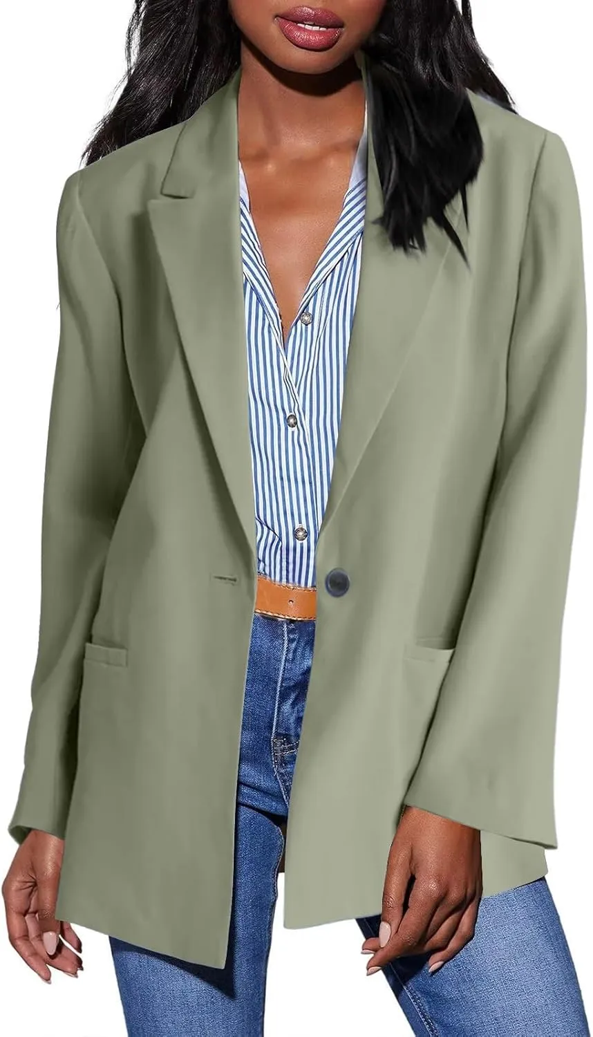 Firzero Black Blazer Women Long Sleeve Business Blazer Loose Lightweigth Open Front Jackets Long Sleeve Work Office Jacket