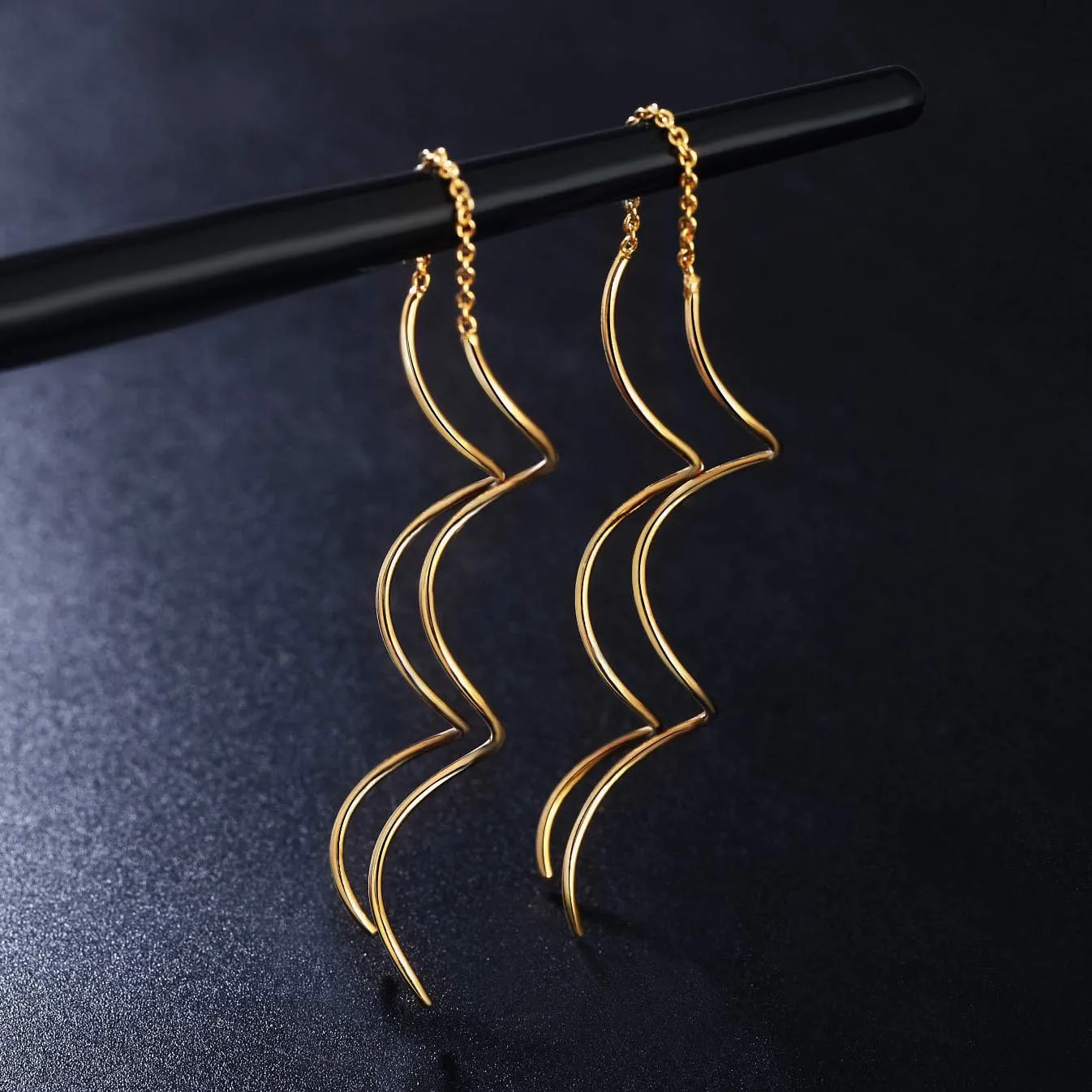 Fresh Style Exquisite Threader Dangle Earrings Curve Twist Shape for Women's Gift E158