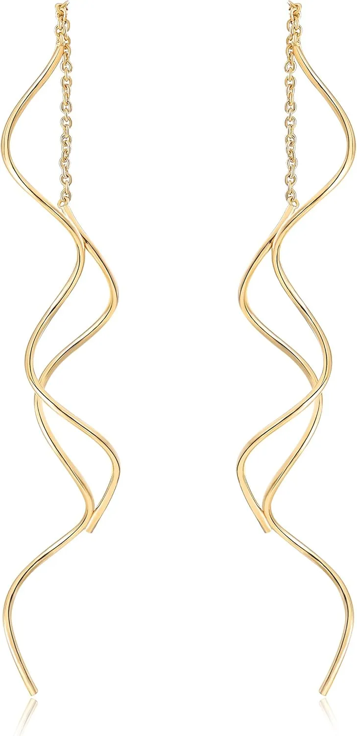 Fresh Style Exquisite Threader Dangle Earrings Curve Twist Shape for Women's Gift E158