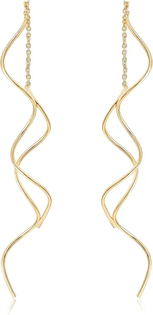 Fresh Style Exquisite Threader Dangle Earrings Curve Twist Shape for Women's Gift E158