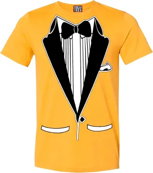 fresh tees Unisex Tuxedo Shirt | Classic Party Humor Vintage Tee | Tux with Bowtie&Pockets | Funny T-Shirt for Men/Women