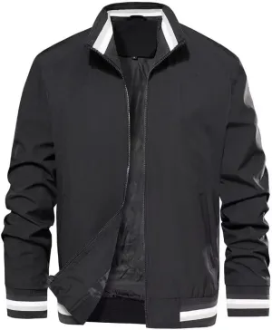 FTIMILD Mens Bomber Jacket Lightweight Causal Windbreaker Stripe Patterned Sport Outerwear Jacket Spring & Fall