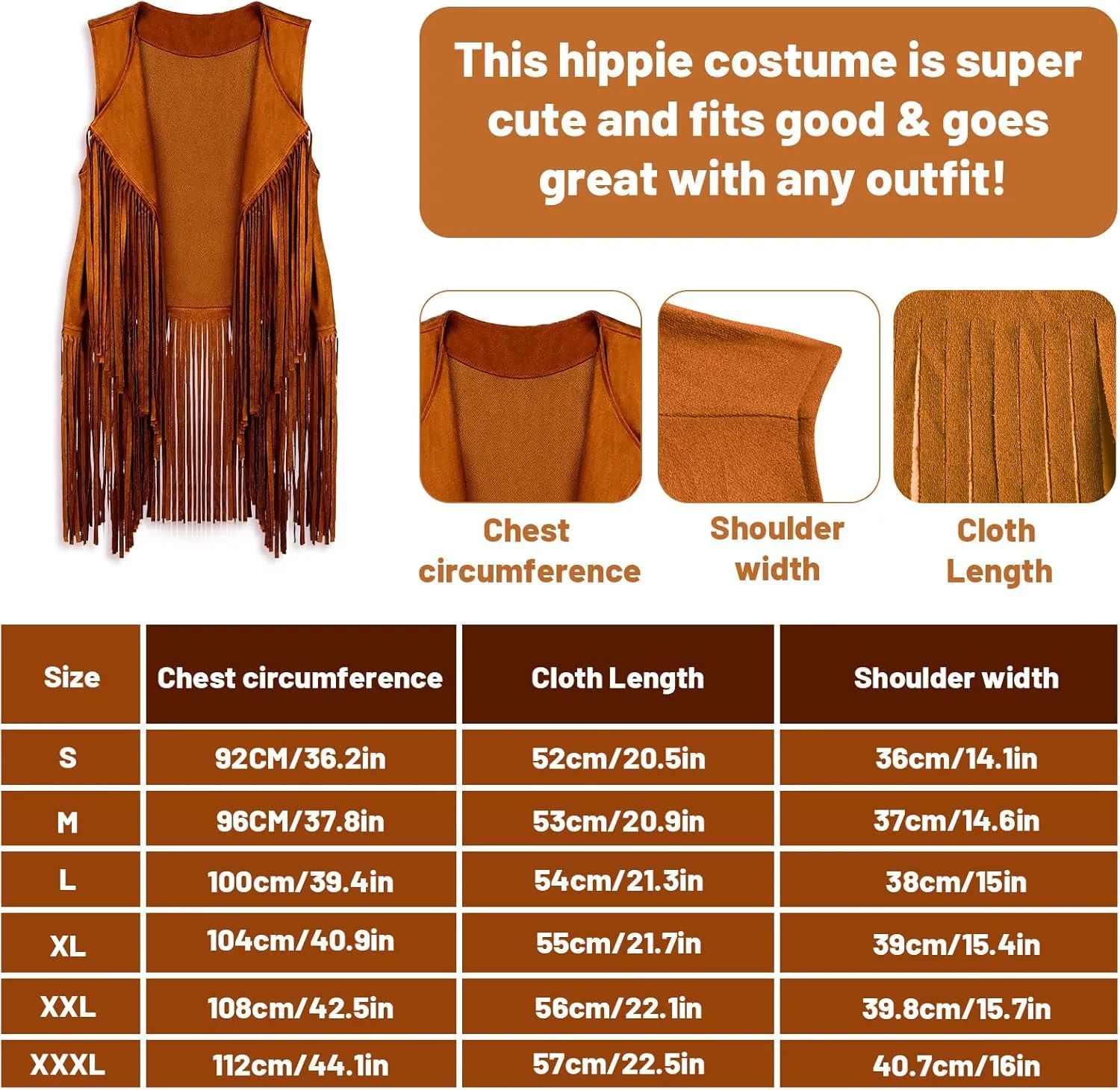 FunMular 60s 70s Outfits for Women Disco Hippie Costume Clothes Woman Peace Sign Earring Headband Fringe Vest Tassel Cardigan