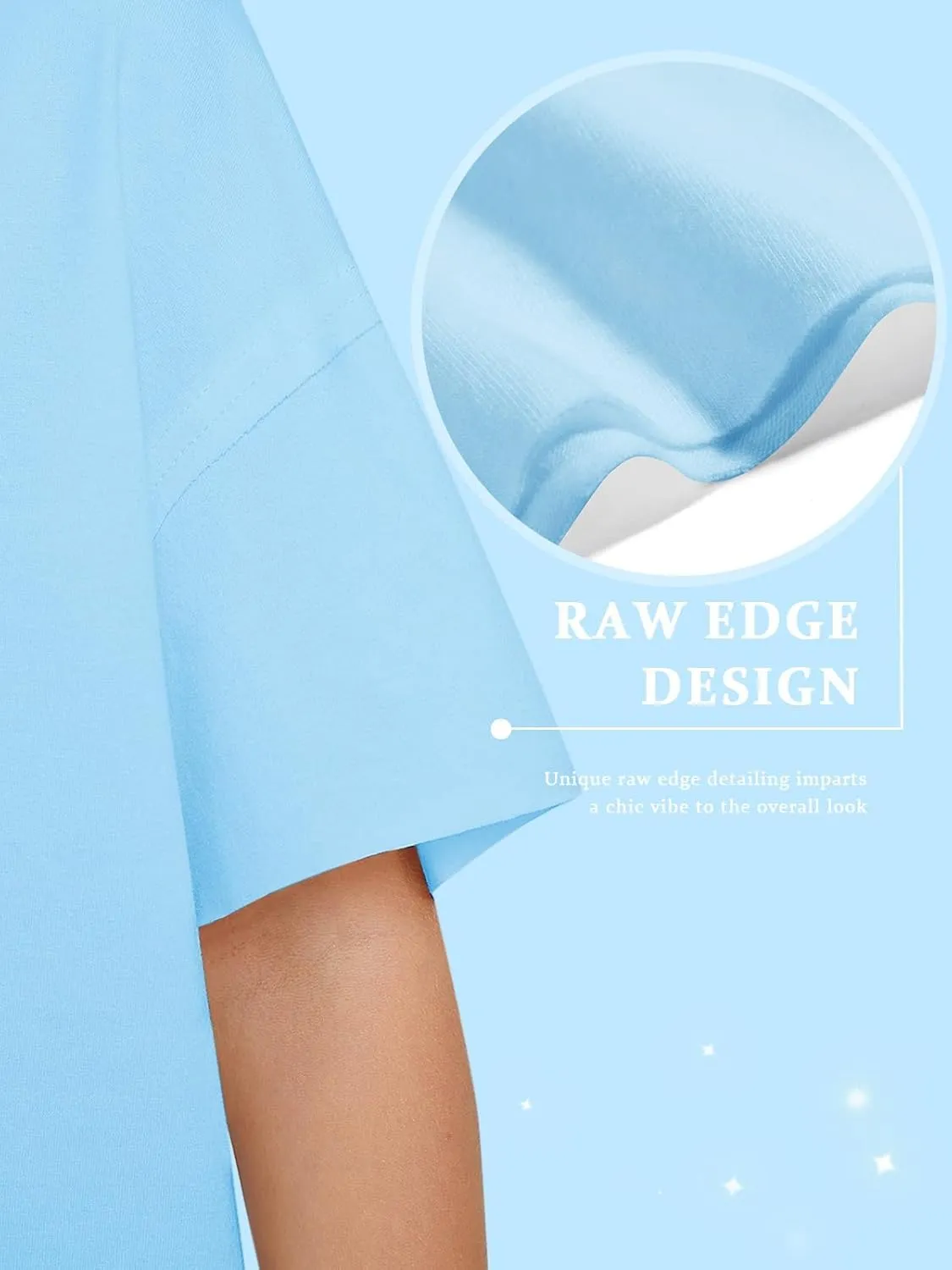 Girls Fashion Raw Hem Oversized T Shirts Summer Short Sleeve Tops Tees Shirt 5-14 Years