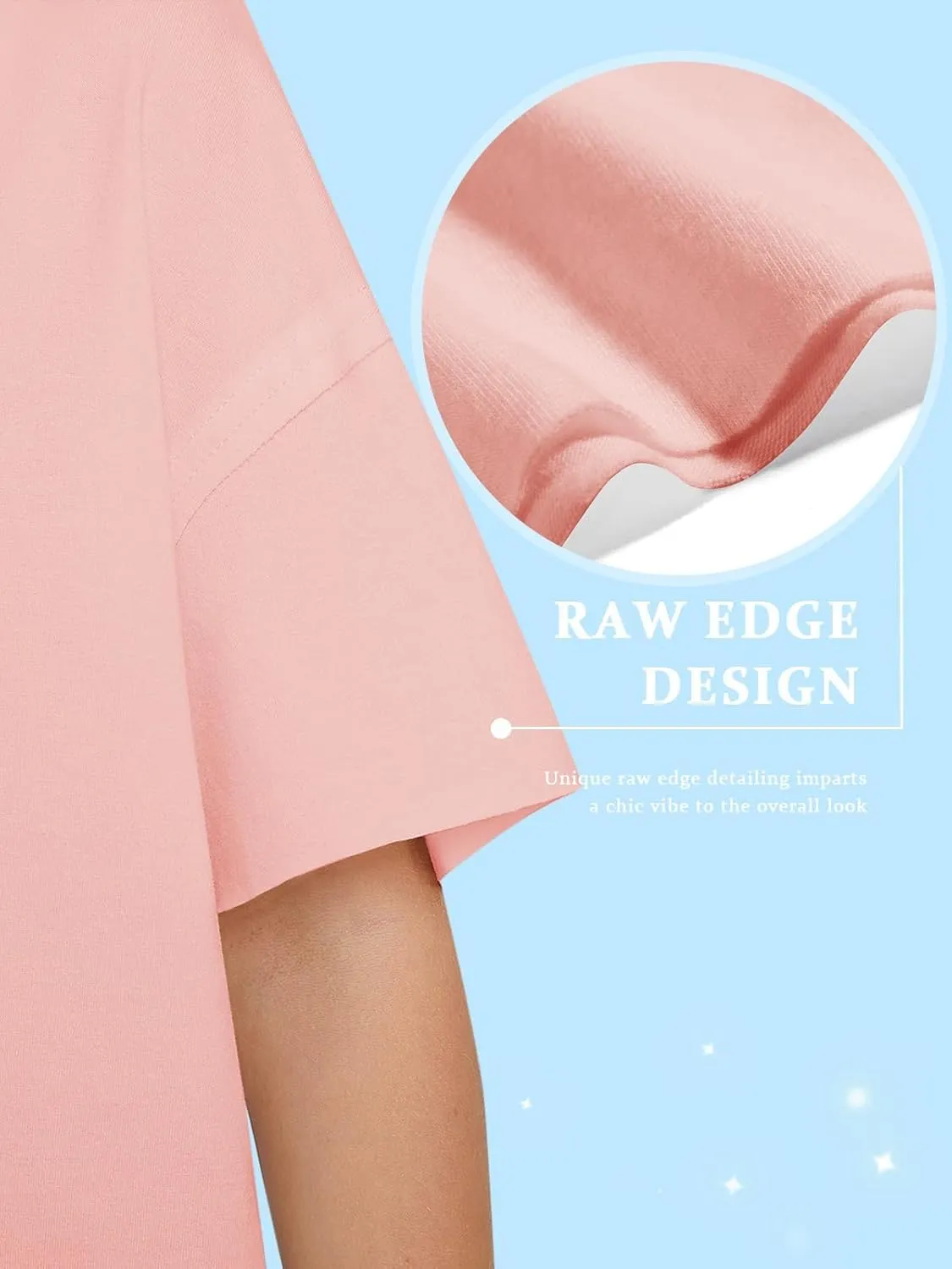Girls Fashion Raw Hem Oversized T Shirts Summer Short Sleeve Tops Tees Shirt 5-14 Years
